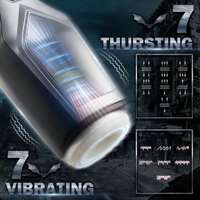 7 Thursting & Vibrating mit riesigem sichtbarem Fenster Oral Male Masturbator