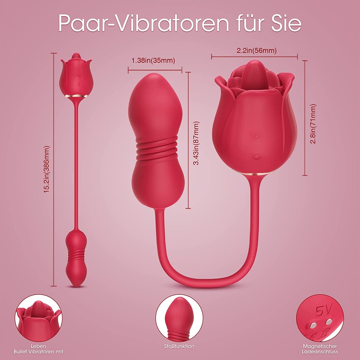 Vibromasseur balle 3 en 1 stimulateur clitoris et mamelon avec 9 modes de léchage et 9 vibrations 
