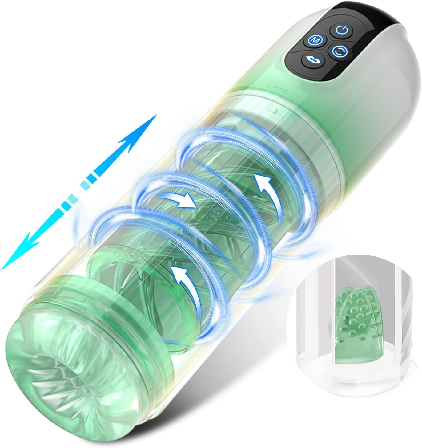 Masturbateur automatique à gobelet avec léchage de langue 7 rotatifs et aspirants Complètement étanche