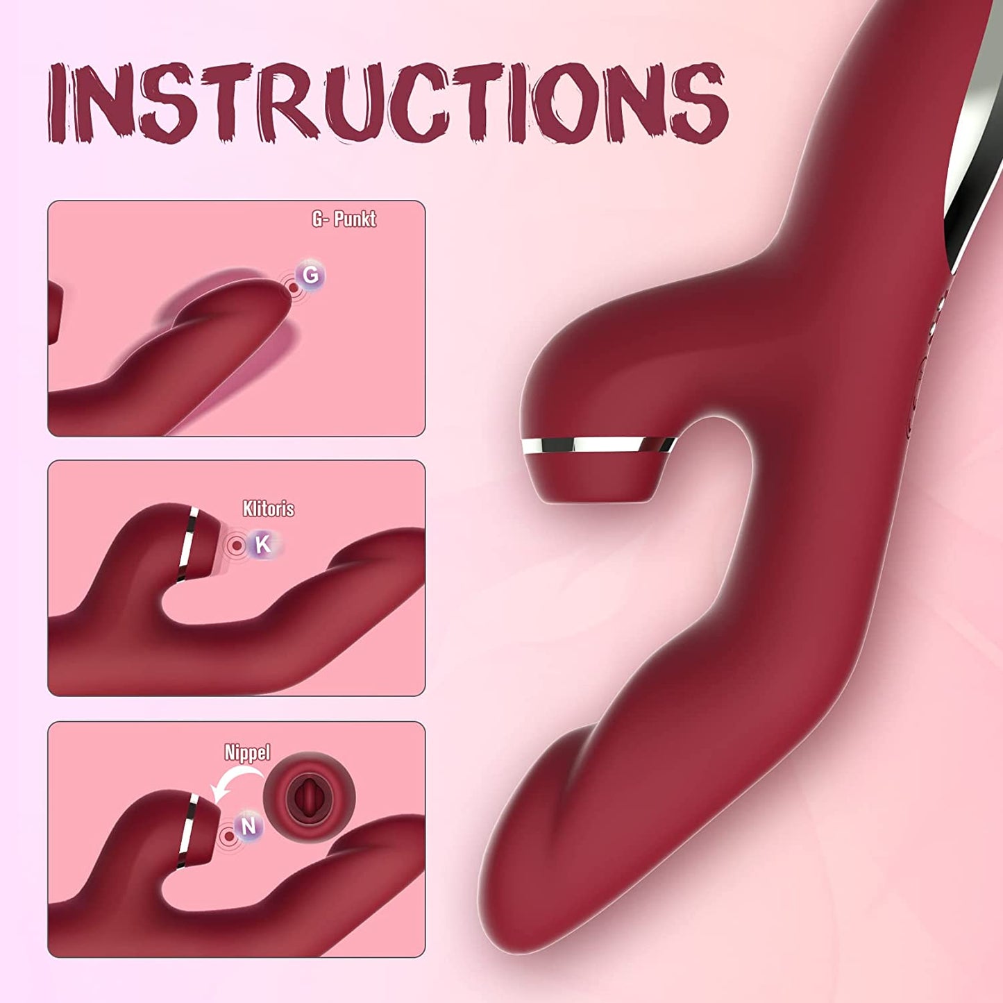 Vibromasseurs clitoris point G avec gode vibromasseur à fonction poussée 10 modes de vibration 5 modes de léchage