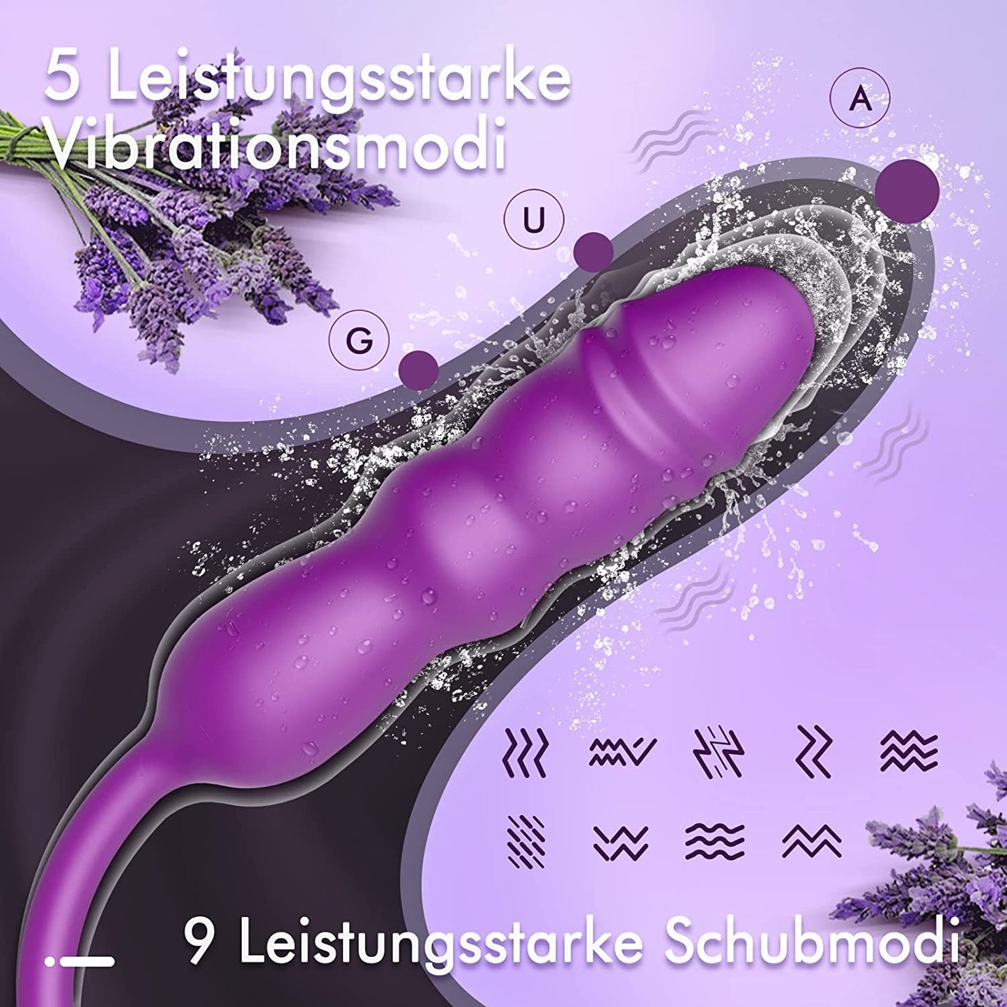 9 fonctions de choc et 5 vibromasseurs pour son clitoris et son gode anal point G