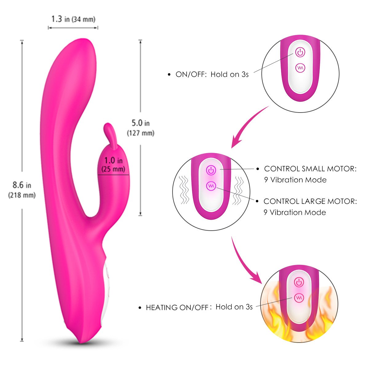 LAPIN | Vibromasseur lapin point G et clitoris avec chauffage